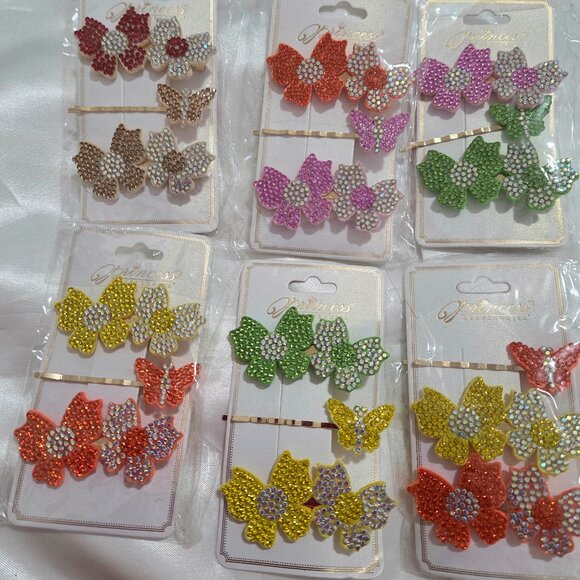 Accessories - New Lot of 6 Princess Sequin Flowers Multicolorot Hair Clip-Pcs of 3